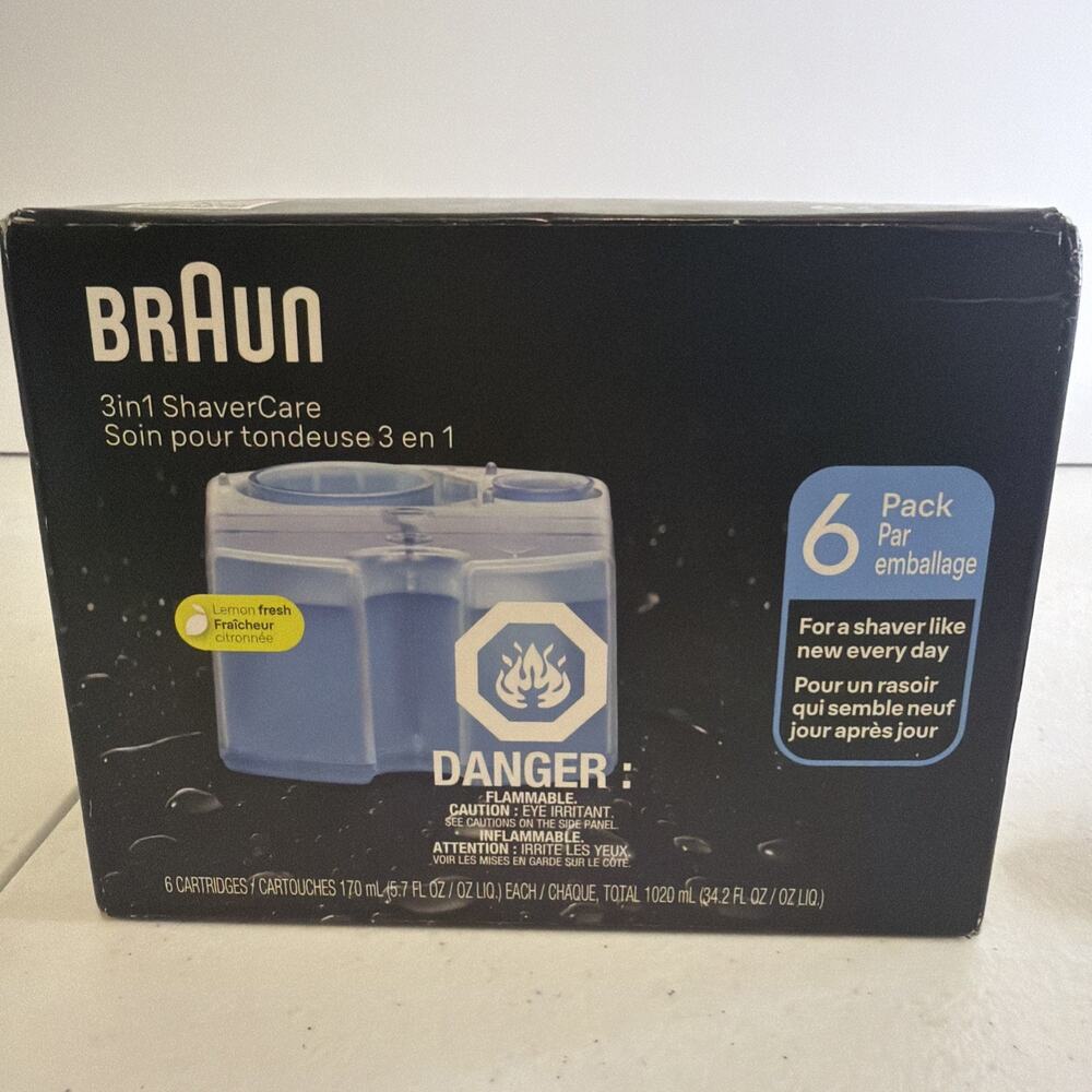 Braun 3 in 1 ShaverCare Cleaning Cartridges Lemon Fresh 6 Pack NEW Sealed